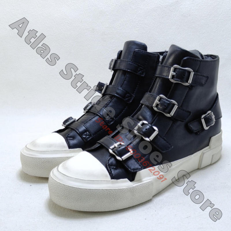 Mesh Strap Metal - Kontrastowe wysokie trampki z wieloma srebrnymi