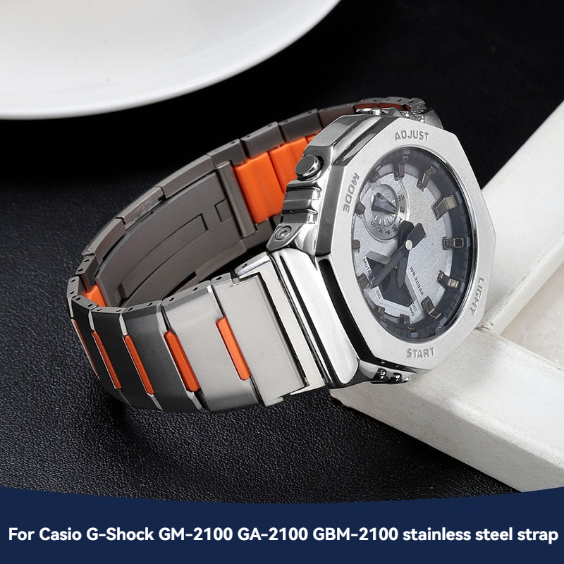 Casio Watch G-Shock Ga-2100 - Bransoleta ze stali nierdzewnej ośmiokątna, w