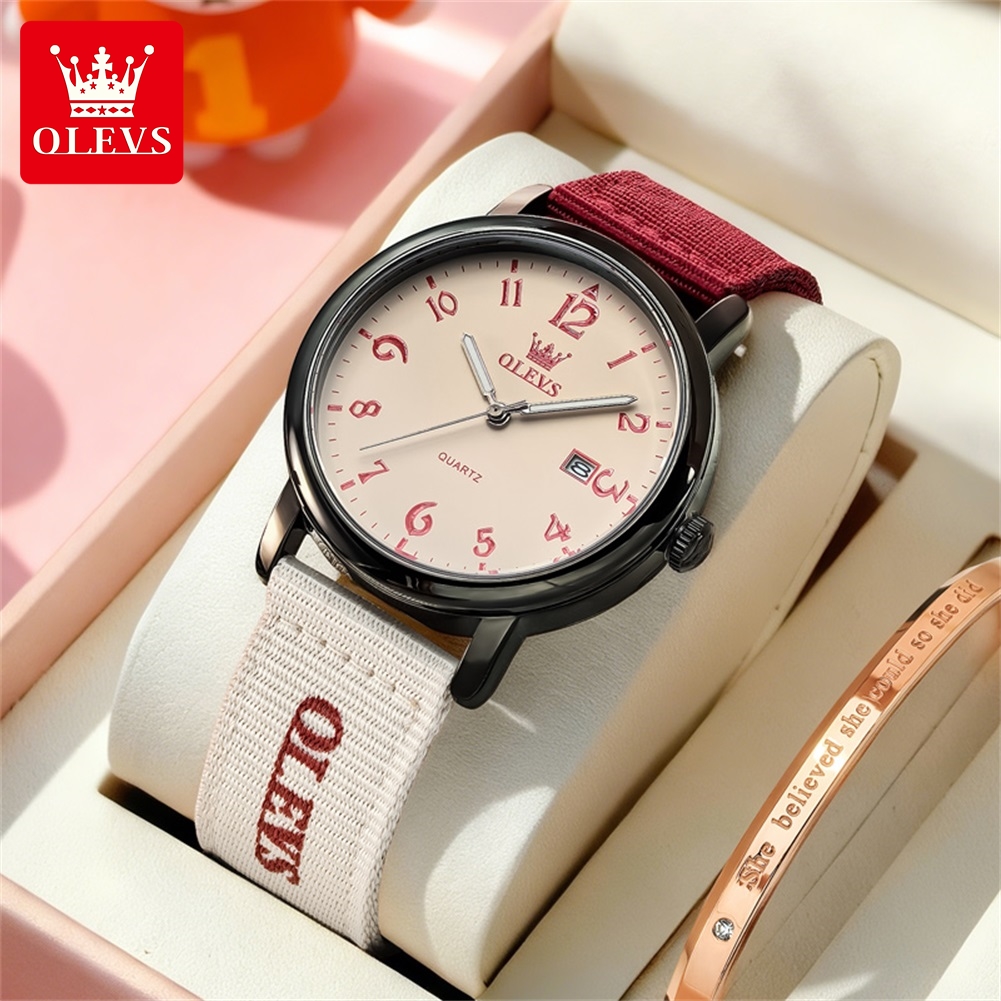Canvas Strap Watch - Zegarek kwarcowy OLEVS, nowy, modny, męski