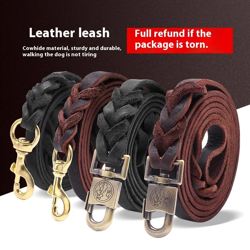 Leather Strap Quick Release - Smycz dla psa z prawdziwej skóry