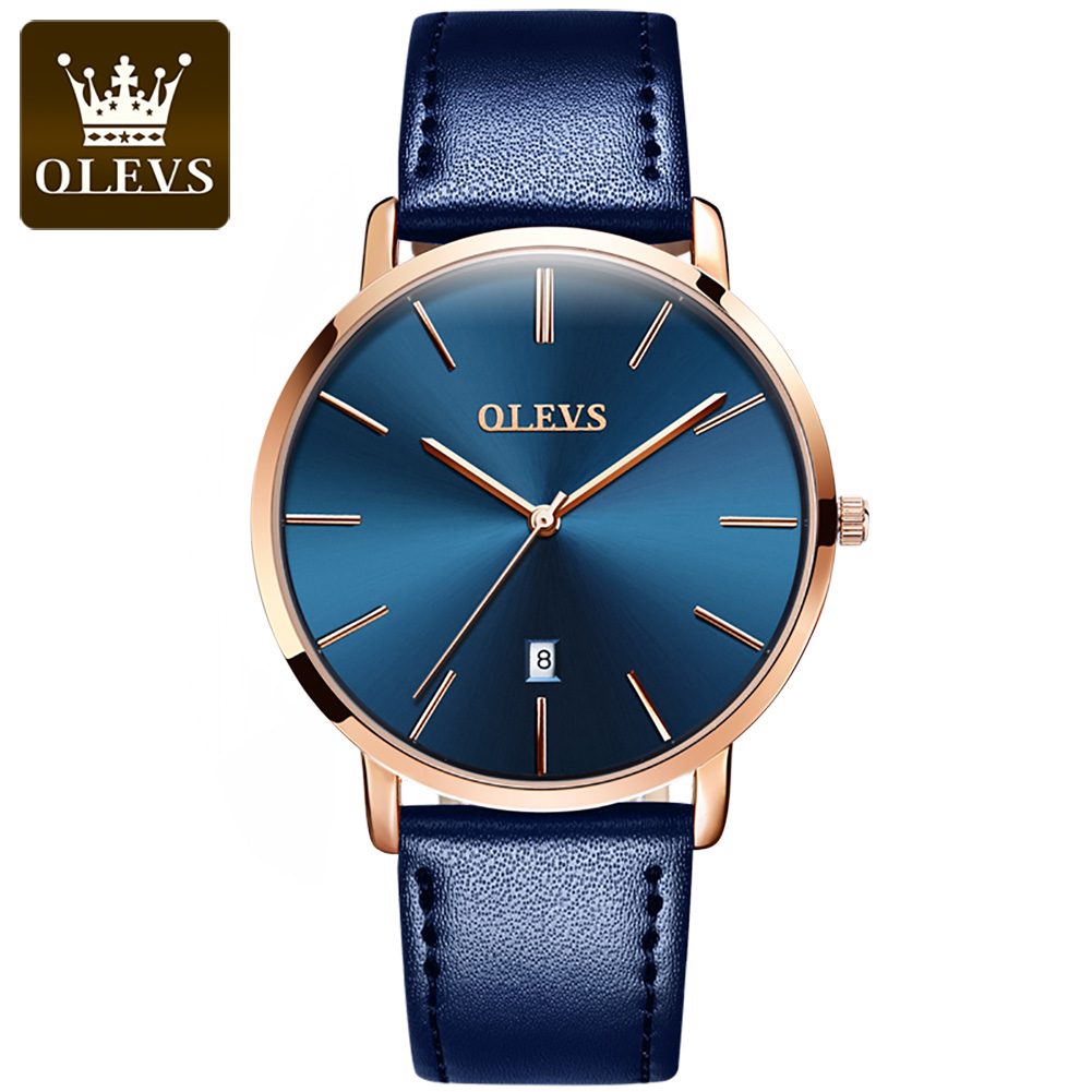Leather Watch Band Men - Oryginalny zegarek kwarcowy OLEVS dla mężczyzn