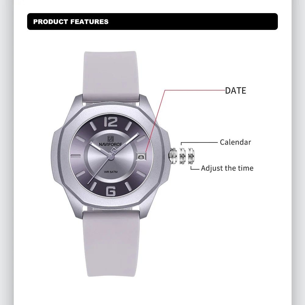 NAVIFORCE 7107 zegarek dla kob – Silicone Band Women recenzja i cena